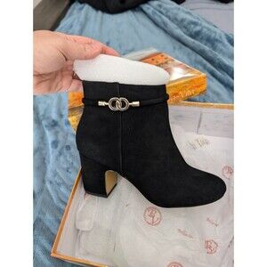 Bella Vita Diaz Black Kidsuede Leather Ankle Boots Booties Size 8W Wide NIB